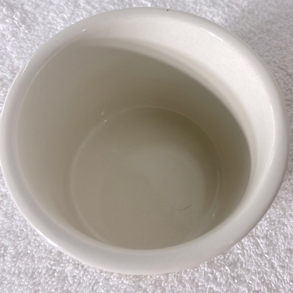 White Ceramic Butter Bell W Blue Line Accent - Picture 7 of 13